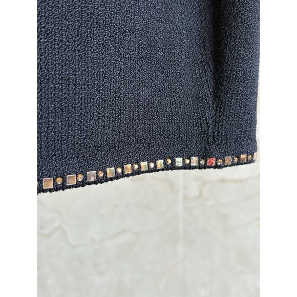 VTG St. John Evening Santana Knit Skirt- 8 Black, Gold Trim, USA Christmas Party - Picture 10 of 11
